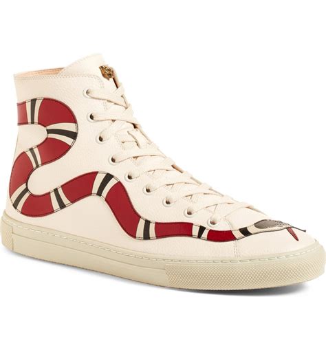 black leather gucci high top sneakers|Gucci snake high top sneakers.